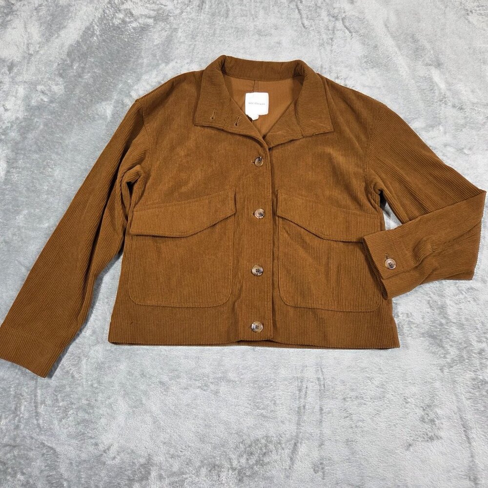 Avec Les Filles Jacket Large Brown Corduroy Oversized Boxy Boho Preppy Shacket